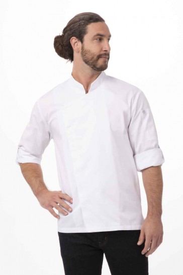 V107-BCMC010-WHT-XL-217885-00 Lansing Men's White XL Chef Jacket by Chef Works - Image 1