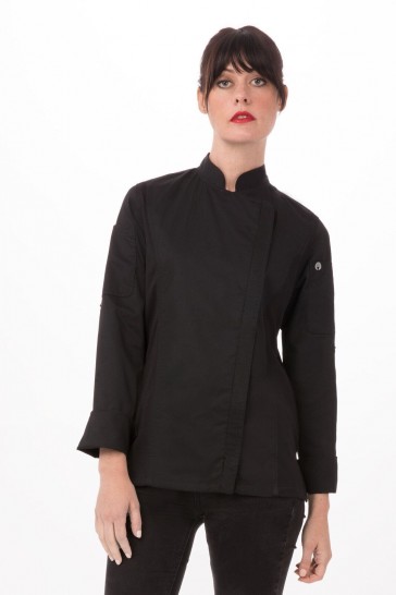 V107-BCWLZ005-BLK-XS-217675-00 Hartford Women's Black Zipper XS Chef Jacket by Chef Works - Image 1