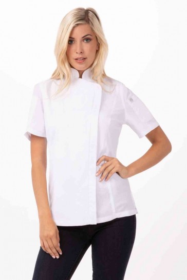 V107-BCWSZ006-WHT-XXL-217591-00 Springfield Women's White Zipper XXL Chef Jacket by Chef Works - Image 1