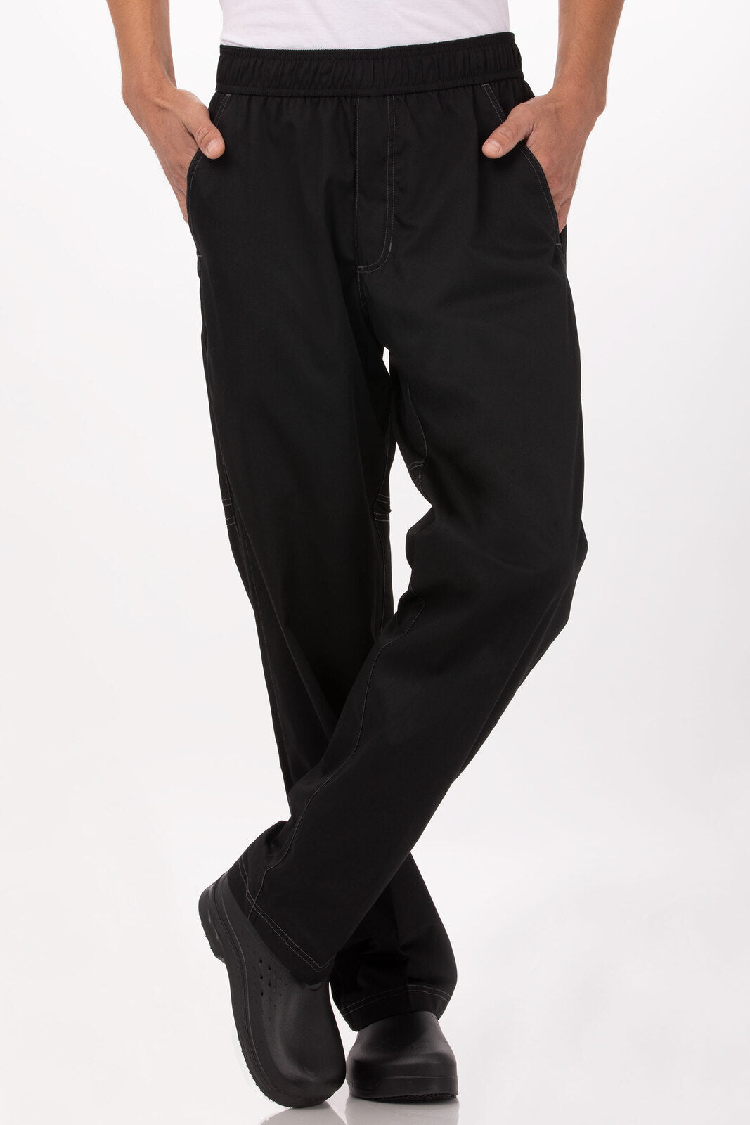 V107-CVBP-M-217337-00 Cool Vent Men's Baggy Black M Chef Pants by Chef Works - Image 1