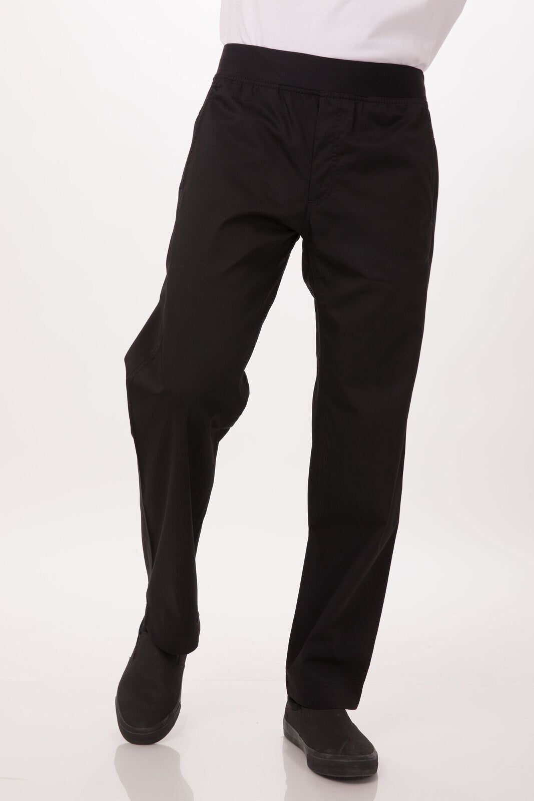 V107-PBN01-BLK-L-217277-00 Lightweight Black L Slim Men's Chef Pants by Chef Works - Image 1