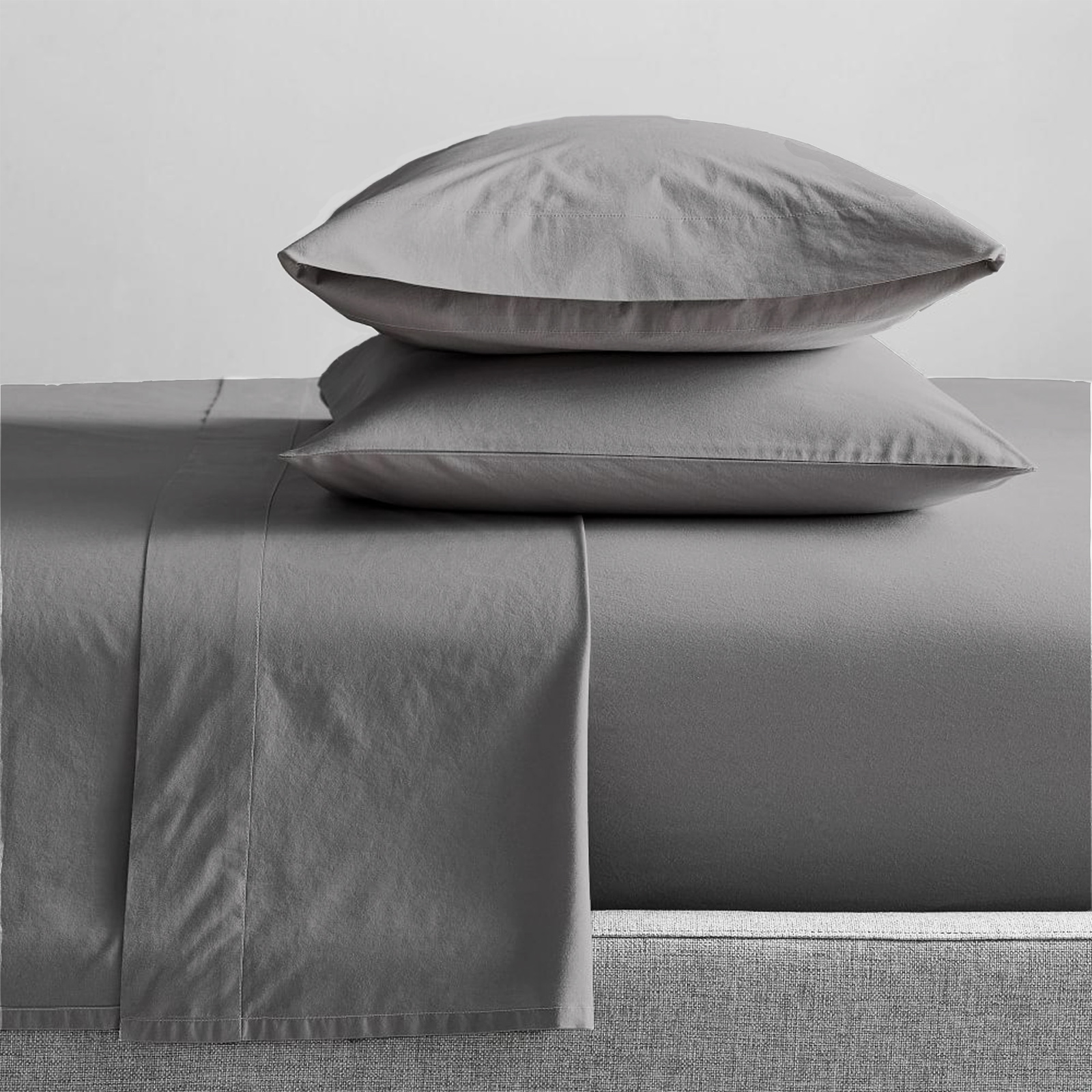 V107-SH314820-196196-00 300 Thread Count 100 % Organic Cotton Steel Grey Sheet Sets by Renee Taylor Single - Image 1