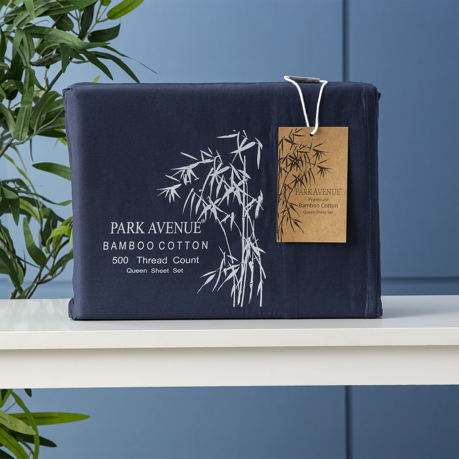 V107-SH316370-195839-00 Bamboo Cotton 500 Thread Count Indigo Sheet Sets by Park Avenue Single - Image 1