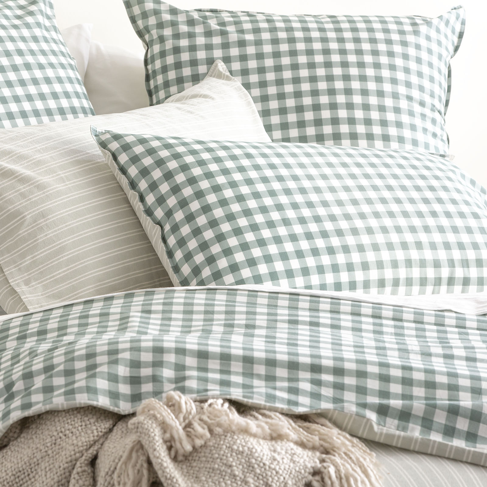 V107-SH324525-196717-00 Alison Yarn Dyed Cotton Reversible Forest European Pillowcase by Renee Taylor - Image 1