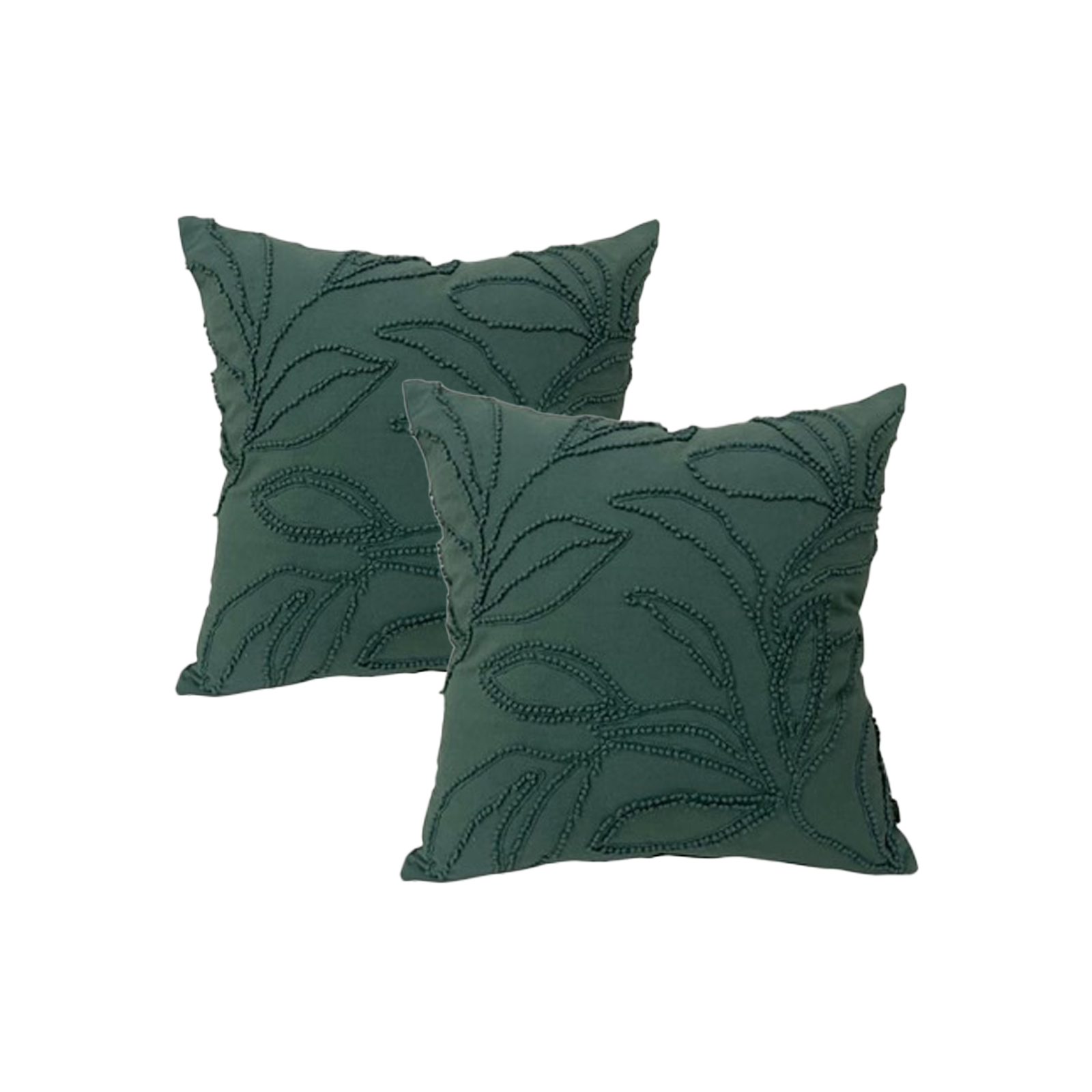 V107-SH325185-197054-00 Riviera Teal Twin Pack Cotton Embroidered Cushion Polyester Filled by Cloud Linen - Image 1