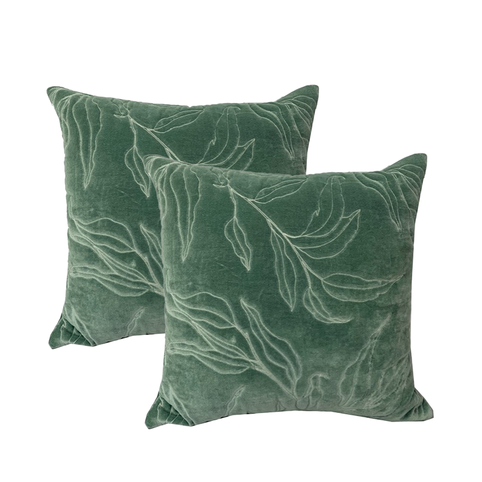 V107-SH325430-196957-00 Sophie Juniper Twin Pack Cotton Cushion Feather Filled by Cloud Linen - Image 1