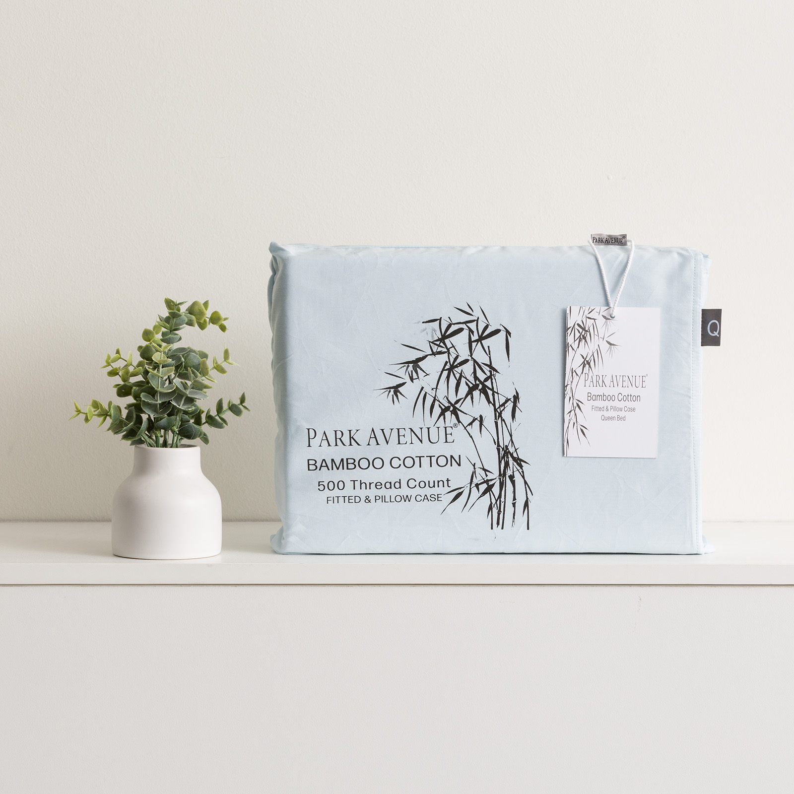 V107-SH326195-195920-00 Bamboo Cotton 500 Thread Count Mid Blue Combo Set by Park Avenue Mega Queen - Image 1