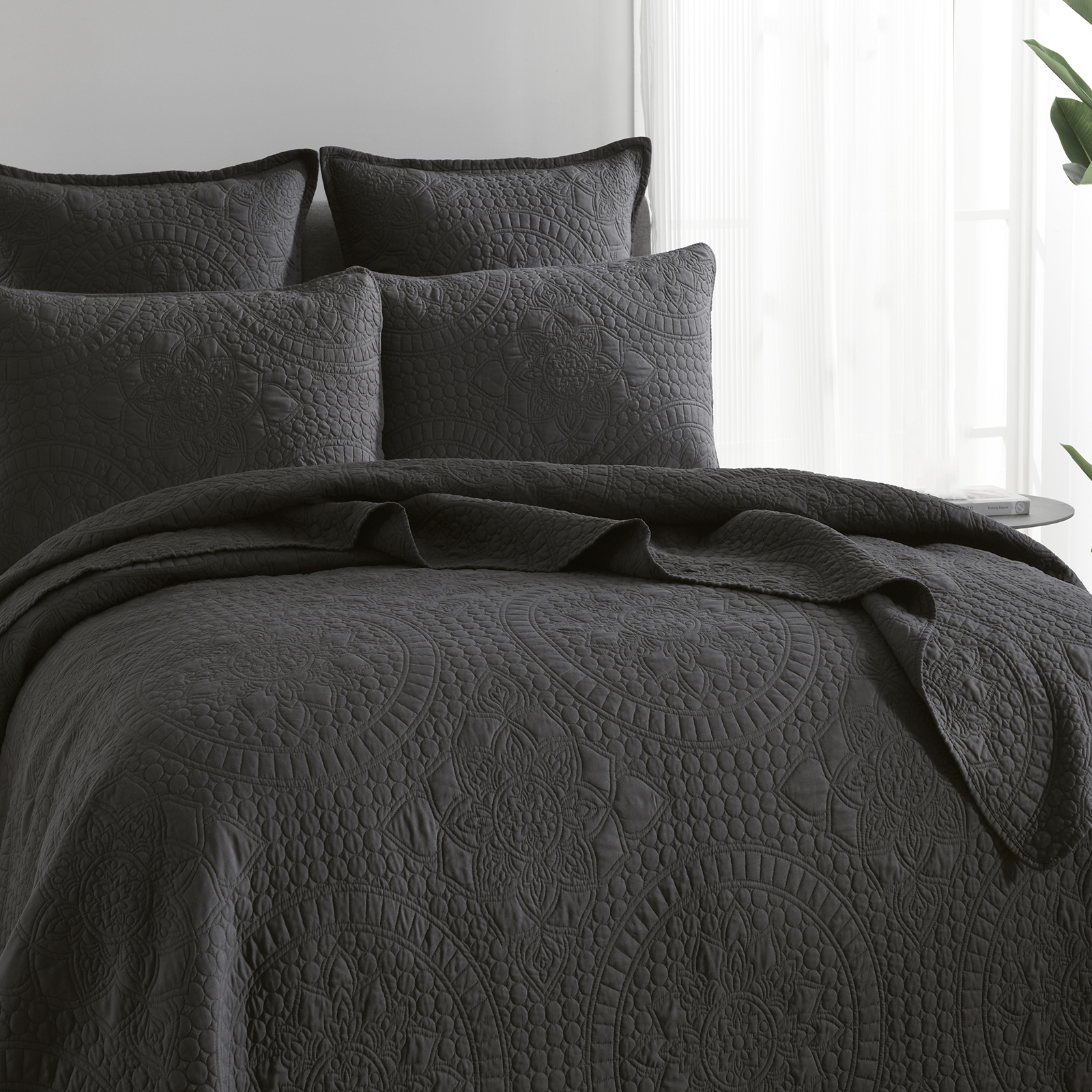 V107-SH326395-196920-00 Asher Jacquard Coverlet Grey Set by Renee Taylor Queen/King - Image 1