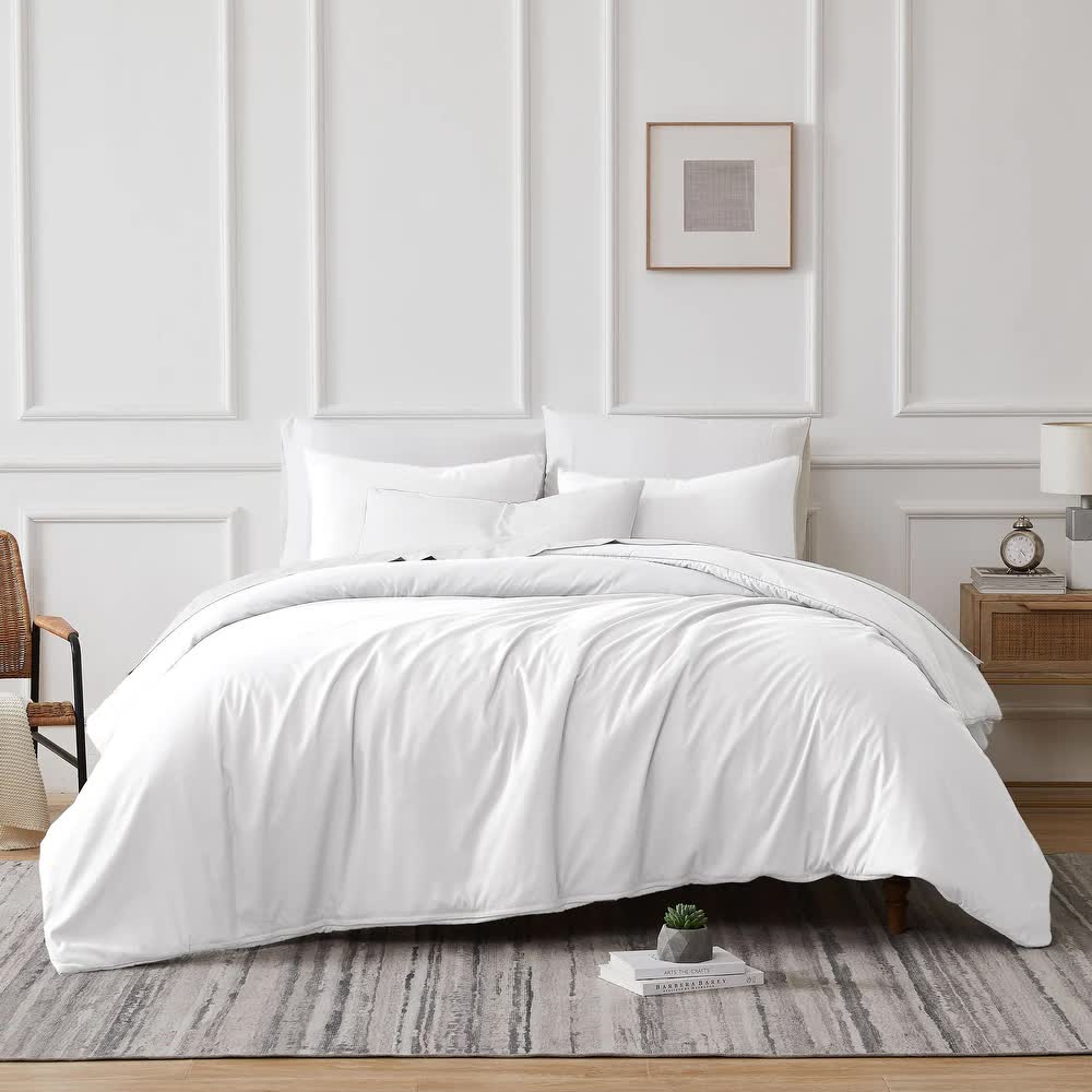 V107-SH328060-202328-00 700 TC Tencel Lyocell Fibre & Cotton White Super King Quilt Cover Set by Renee Taylor - Image 1