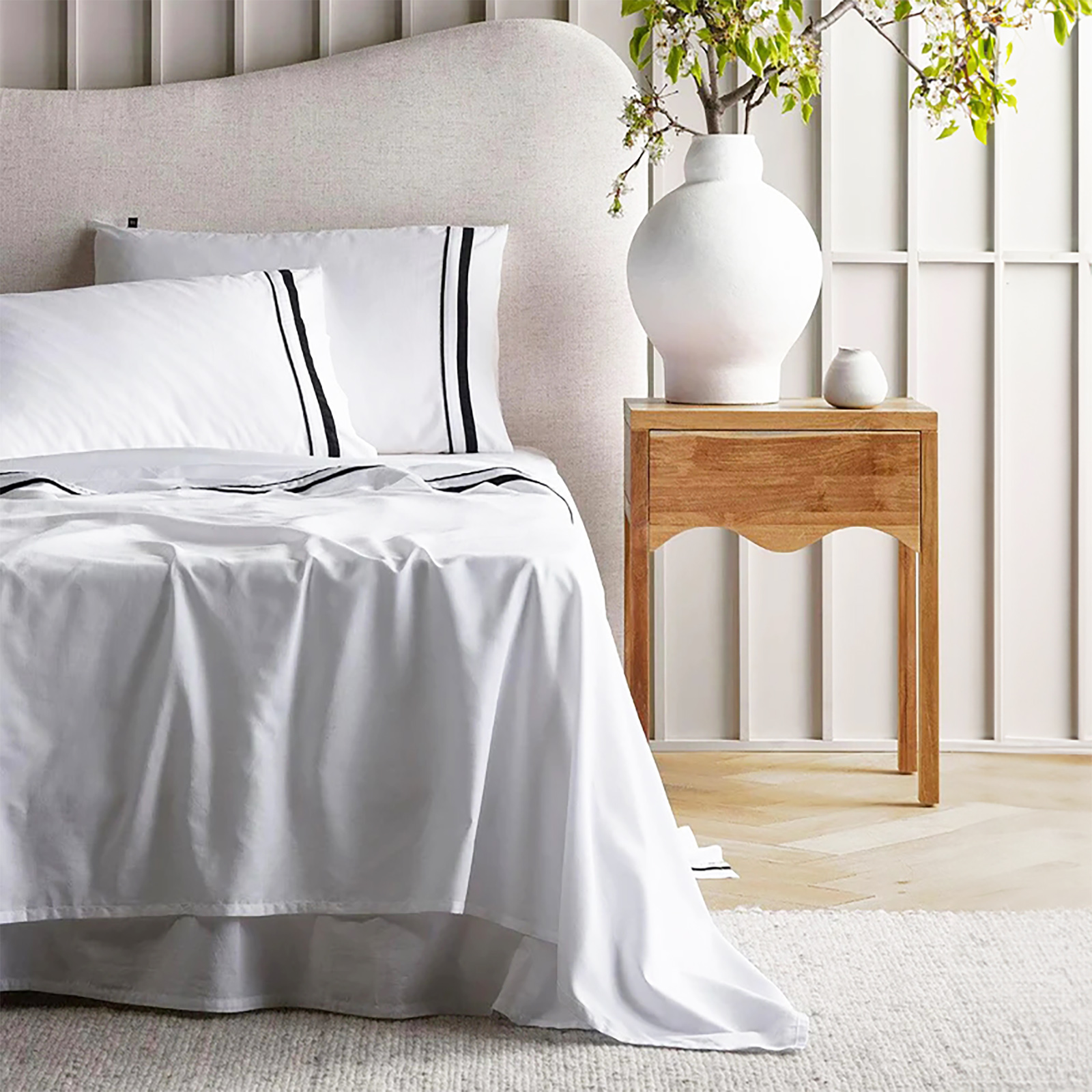 V107-SH328280-217024-00 Cloud 1000 TC Egyptian Cotton White Charcoal Split King Sheet sets by Renee Taylor - Image 1