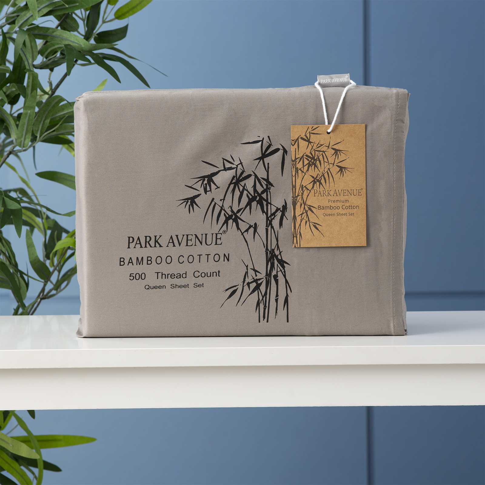 V107-SH328550-217057-00 500 TC Bamboo Cotton Pewter Split Head Queen Sheet Set by Park Avenue - Image 1