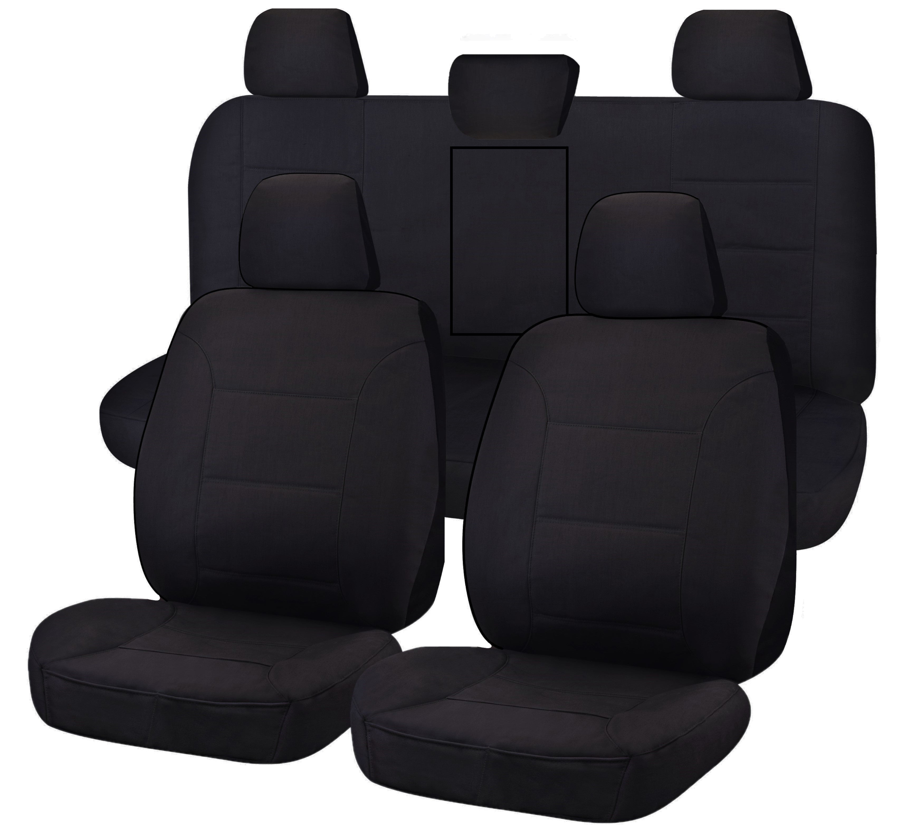 V121-CHTMHIL1004_AR4_50e8d96f-4db0-433d-a78b-3f669b016c11 Seat Covers for TOYOTA HILUX 08/2015 - ON DUAL CAB UTILITY FR 40/60 SPLIT BASE WITH A/REST BLACK CHALLENGER - Image 1