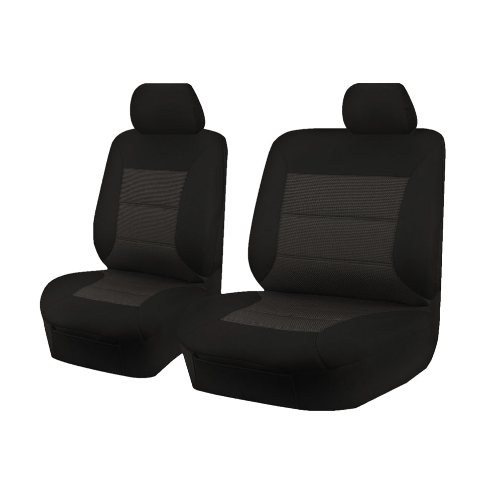 V121-PMTMDMX504_PMTMDMX504 Seat Covers for ISUZU D-MAX 06/2012 - 2016 SINGLE CAB CHASSIS UTILITY FRONT BUCKET + _ BENCH BLACK PREMIUM - Image 1