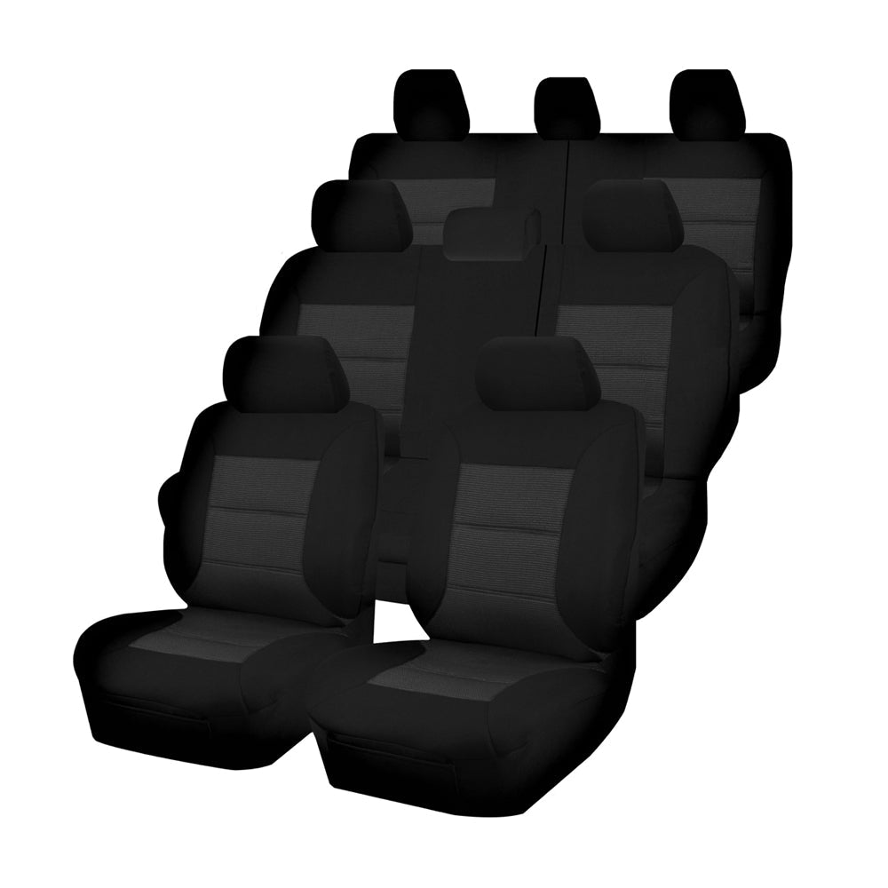 V121-PMTMLC20004_PMTMLC20004 Seat Covers for TOYOTA LANDCRUISER 200 SERIES GXL - 60TH ANNIVERSARY VDJ200R-UZJ200R-URJ202R 11/2007 - 06/2021 4X4 SUV/WAGON 8 SEATERS FMR BLACK PREMIUM - Image 1