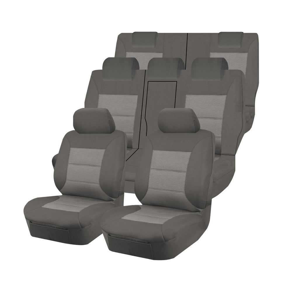 V121-PMTMOUT407_PMTMOUT407 Seat Covers for MITSUBISHI OUTLANDER ZJ.ZK.ZL SERIES 11/2012 - 07/2021 4X4 SUV/WAGON 7 SEATERS FMR GREY PREMIUM - Image 1
