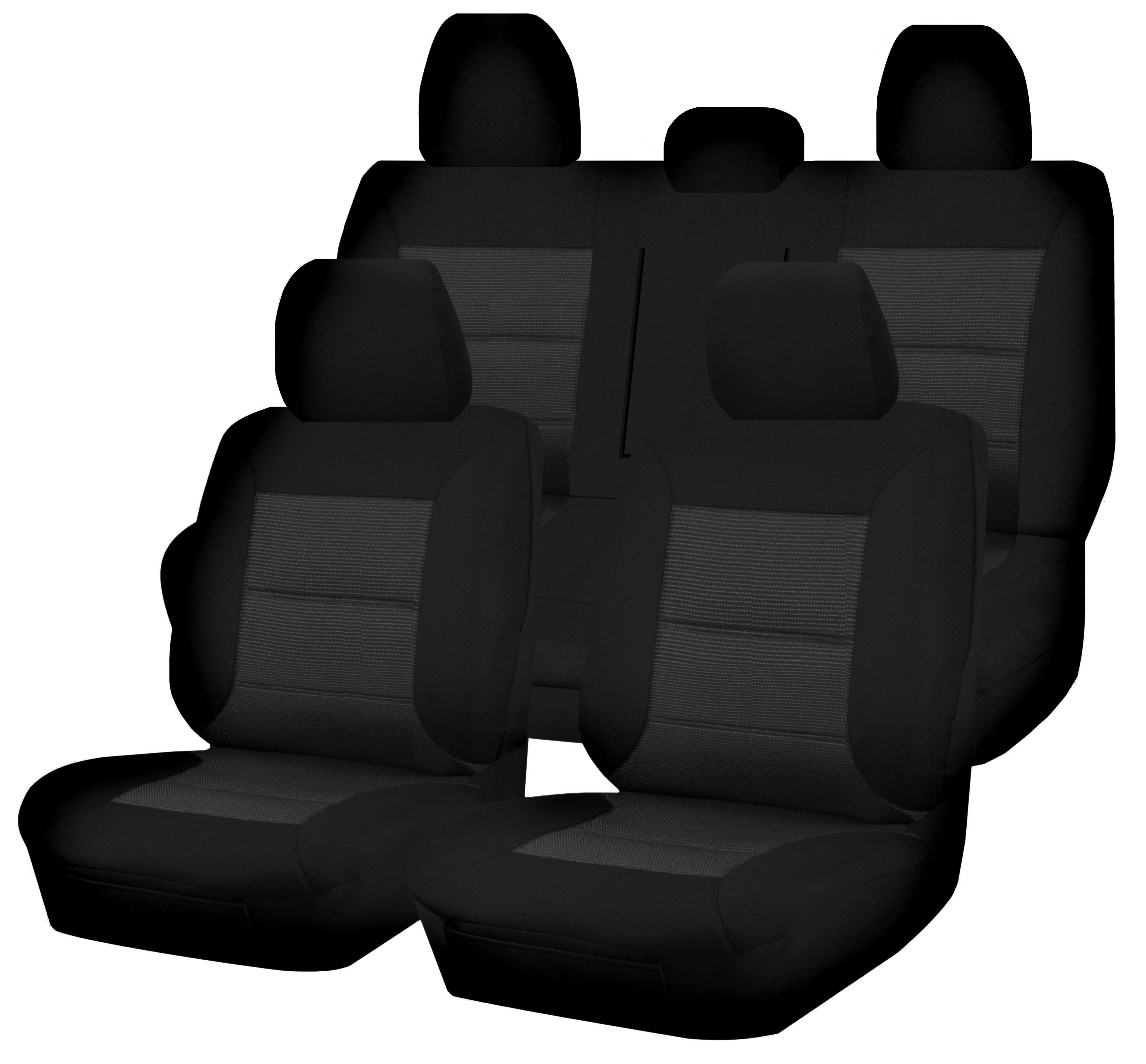 V121-PMTMTRI0804_TRI0804 Seat Covers for MITSUBISHI TRITON FR MQ SERIES 01/2015 - ON DUAL CAB UTILITY FR BLACK PREMIUM - Image 1