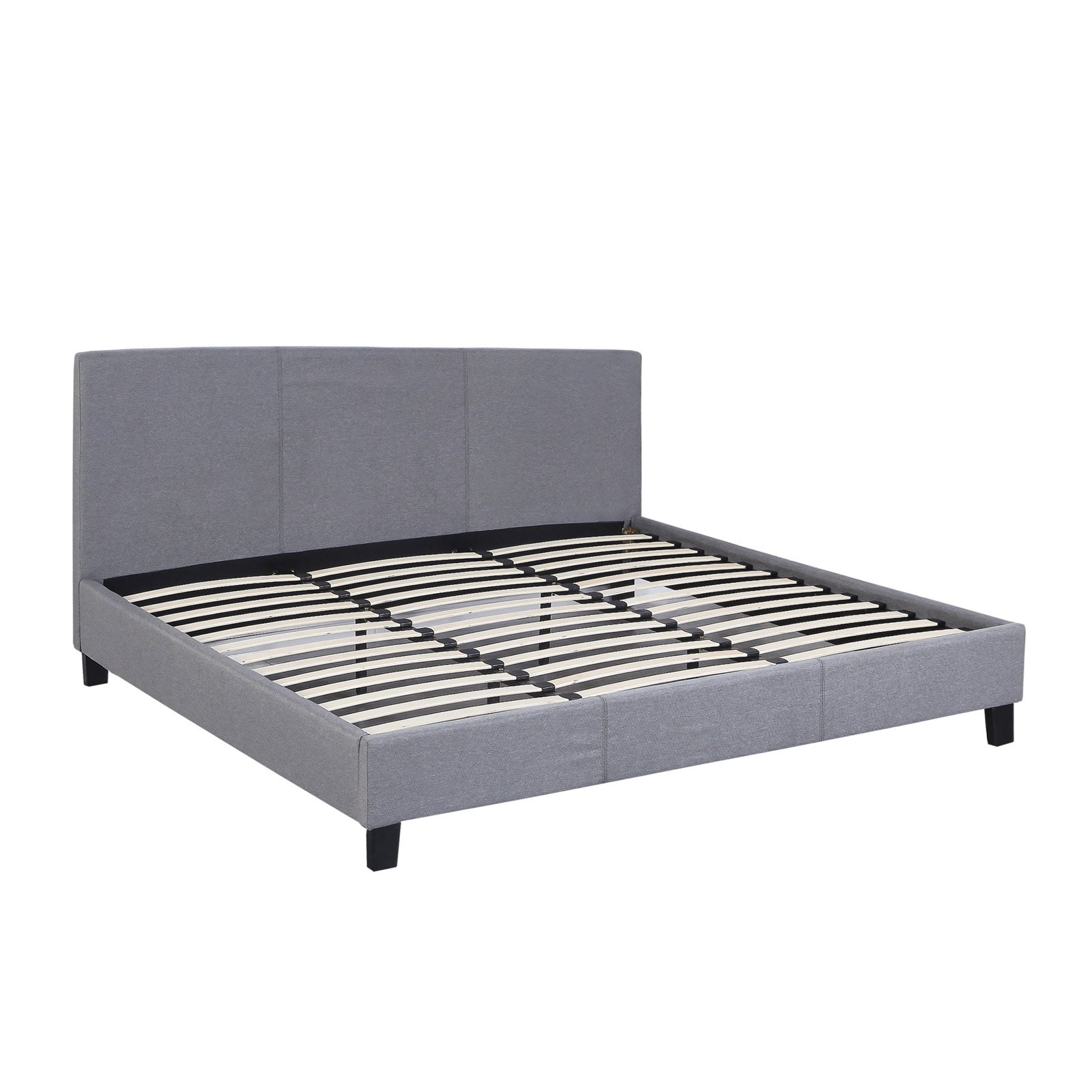 V160-10002032_10002032_8_1 Milano Sienna Luxury Bed Frame Base And Headboard Solid Wood Padded Linen Fabric - King Single - Grey - Image 1