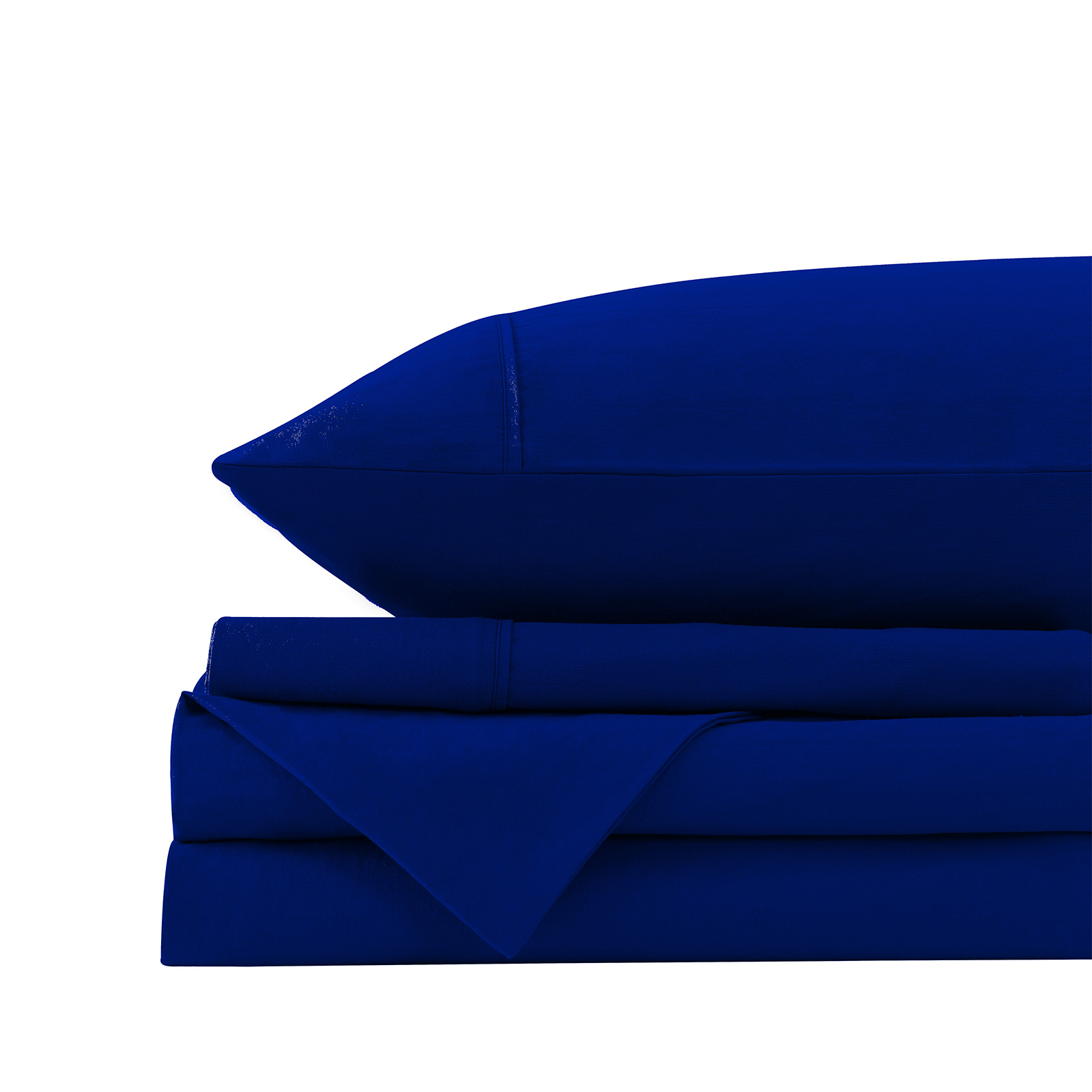 V160-10002573_V160-10002573-07_1 Royal Comfort Vintage Washed 100% Cotton Sheet Set Fitted Flat Sheet Pillowcases - Double - Royal Blue - Image 1
