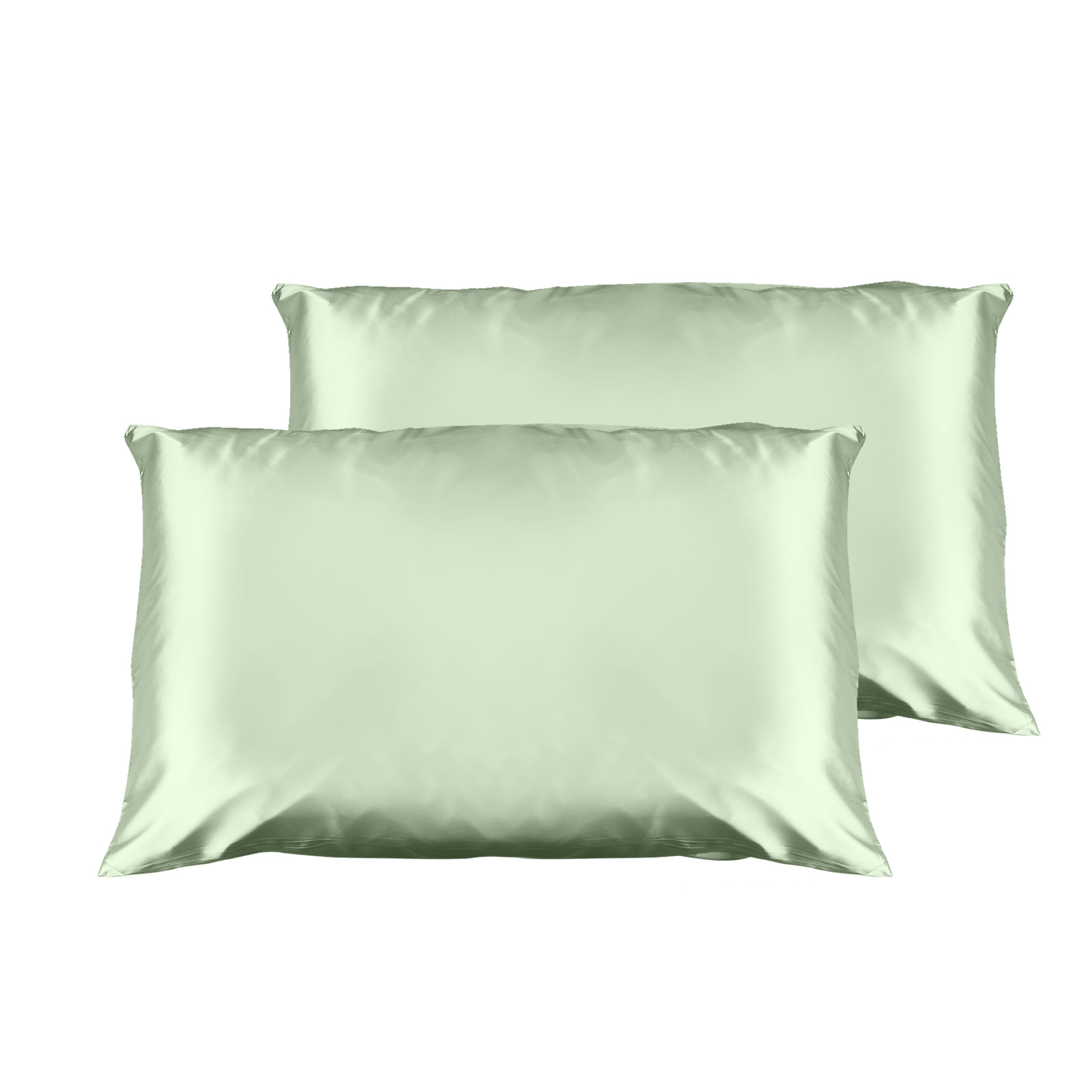 V160-10003454-33389-00 Casa Decor Luxury Satin Pillowcase Twin Pack Size With Gift Box Luxury - Sage Green - Image 1