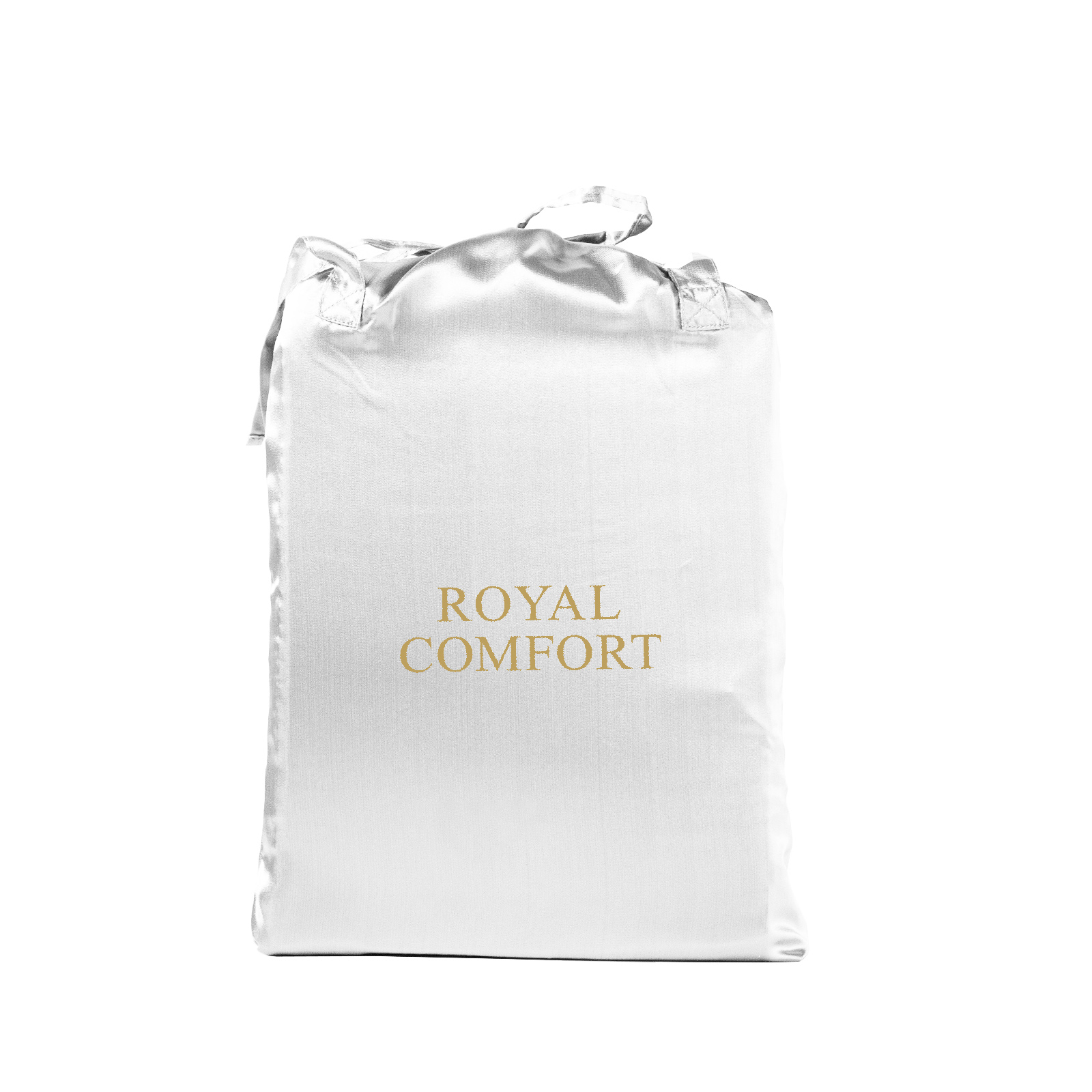 V160-10003472_10003472_5_1 Royal Comfort Satin Sheet Set 4 Piece Fitted Flat Sheet Pillowcases - Queen - White - Image 1