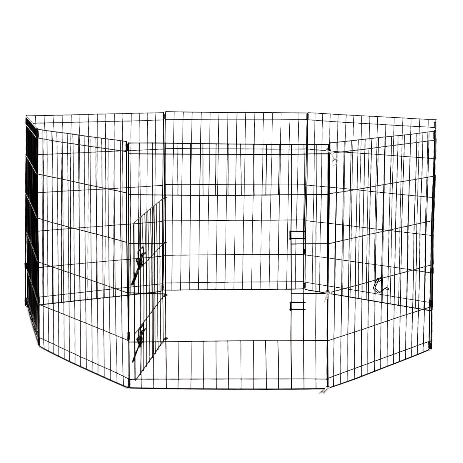 V160-10004321-66776-00 4Paws 8 Panel Playpen Puppy Exercise Fence Cage Enclosure Pets Black All Sizes - 24" - Black - Image 1