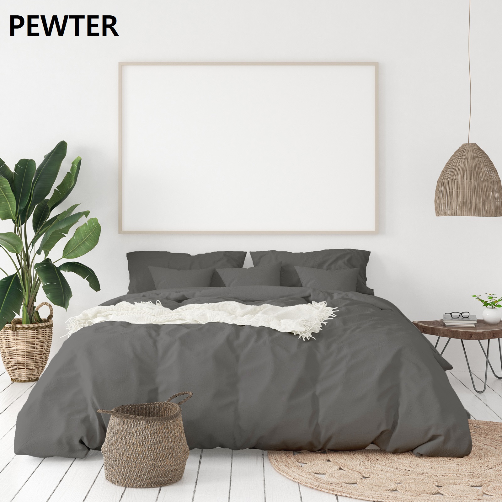 V160-204917_V160-204917-05_1 Balmain 1000 Thread Count Hotel Grade Bamboo Cotton Quilt Cover Pillowcases Set - Queen - Pewter - Image 1