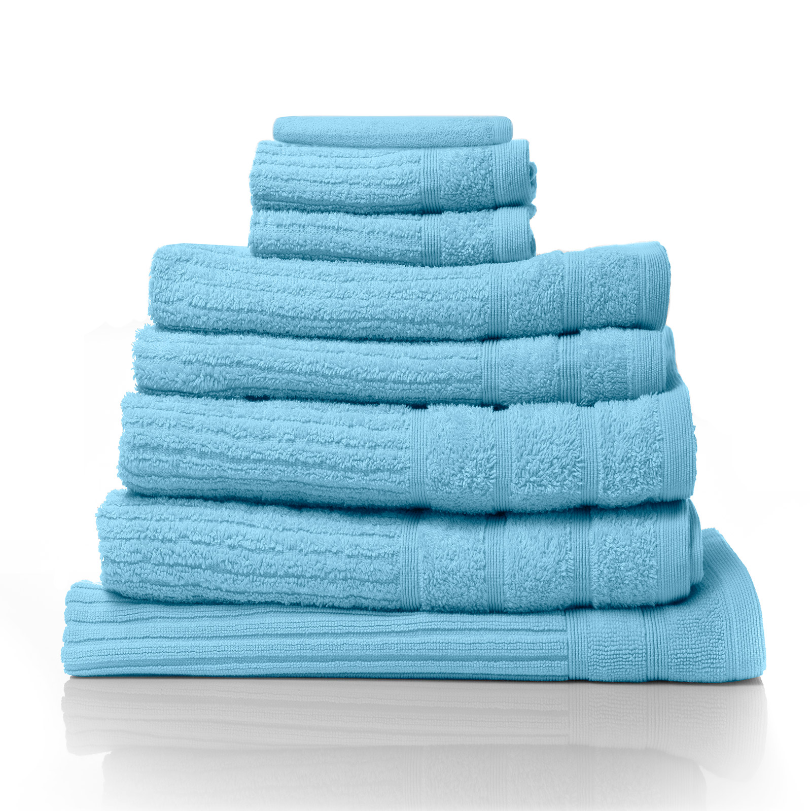 V160-231919-01_6 Royal Comfort Eden Egyptian Cotton 600GSM 8 Piece Luxury Bath Towels Set - Aqua - Image 1