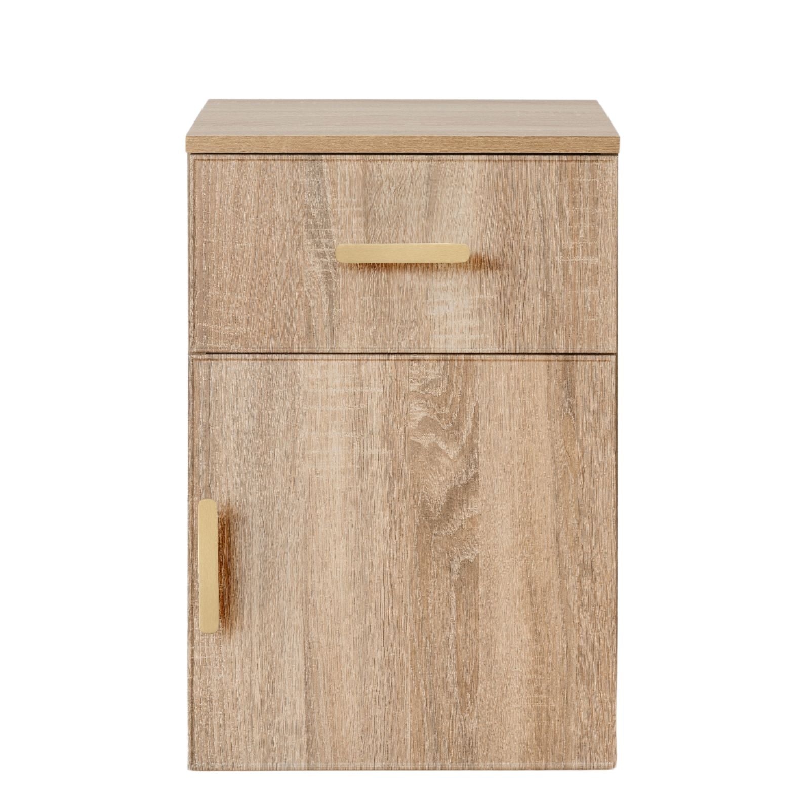 V164-ECS13STB05G-202503072216-00 PORTO BEDSIDE TABLE - NATURAL OAK - SLIM - OVAL BRASS - Image 1