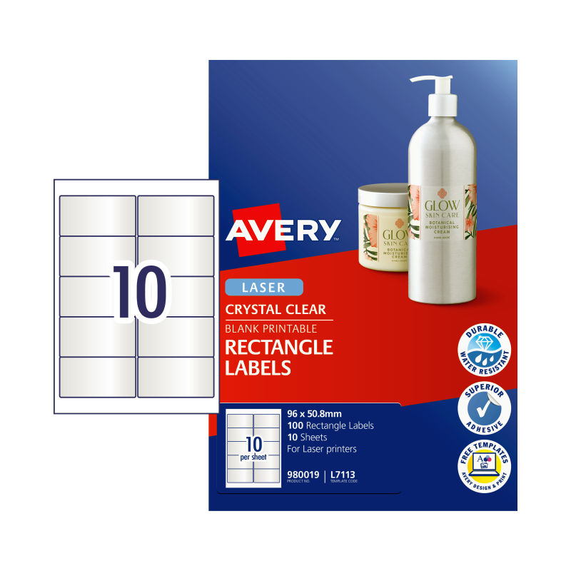 V177-D-AV980019-57879-00 AVERY LaserLabel L7113 8mm 10Up Pack of 10 - Image 1