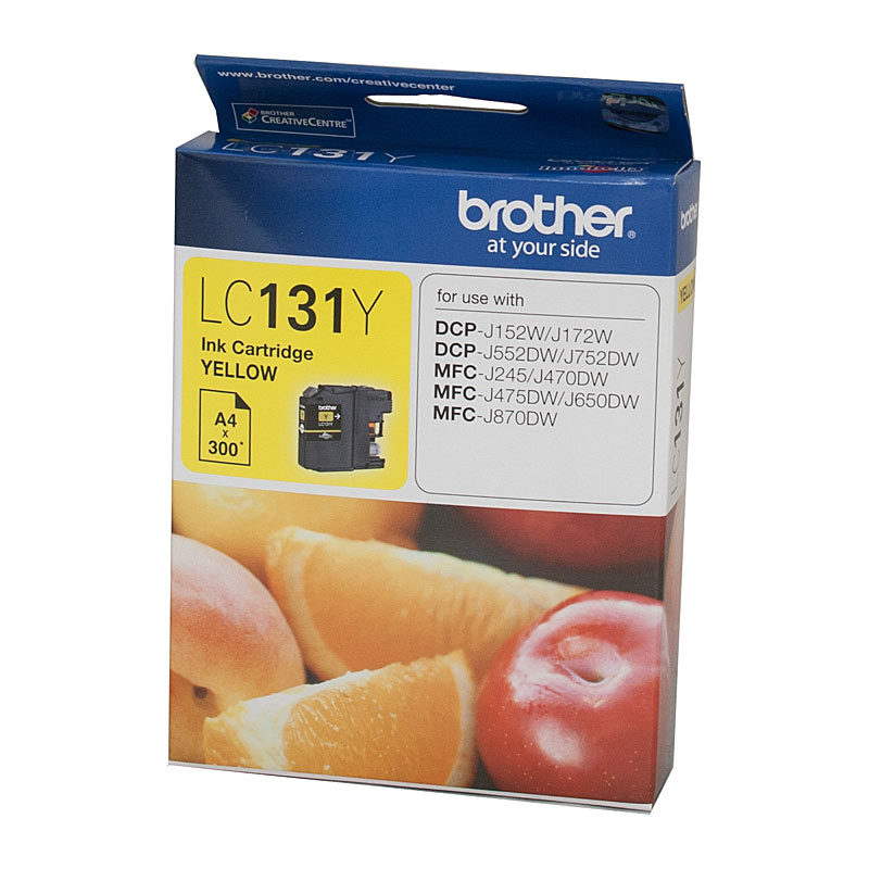 V177-D-B131Y_uc__39569_1 Brother LC-131Y Yellow Ink Cartridge - to suit DCP-J152W/J172W/J552DW/J752DW/MFC-J245/J470DW/J475DW/J650DW/J870DW - up to 300 pages - Image 1