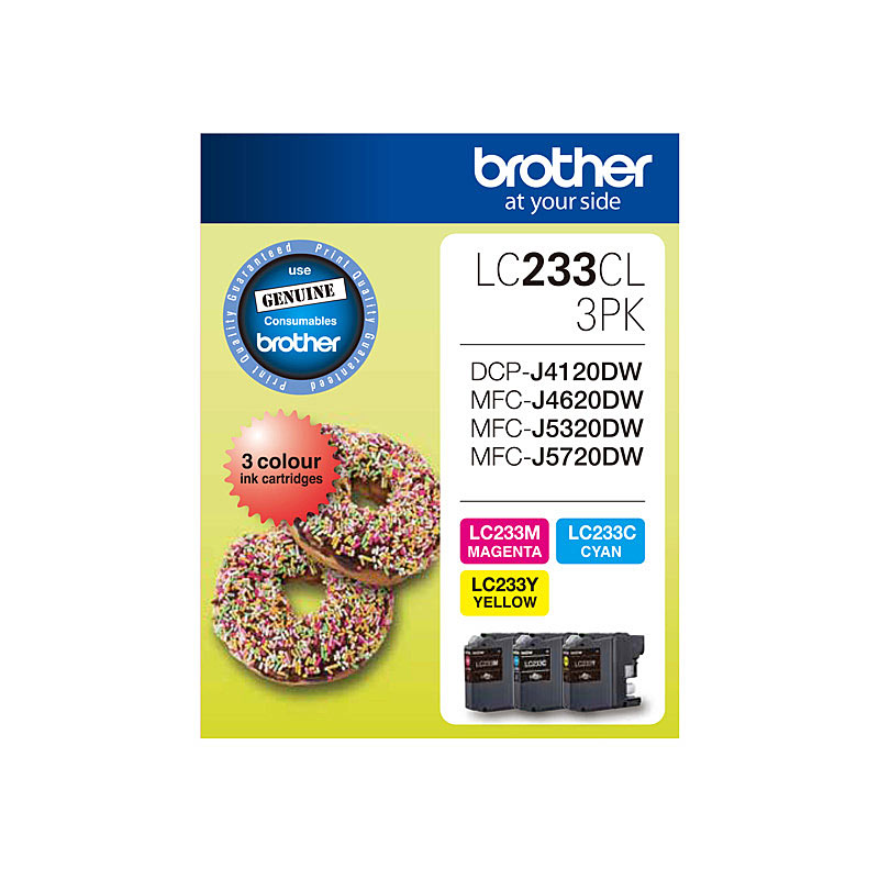 V177-D-B233CMY_uc__38861_1 Brother LC-233 Colour Value Pack Cyan, Magenta, Yellow 3 Cartridges - Image 1