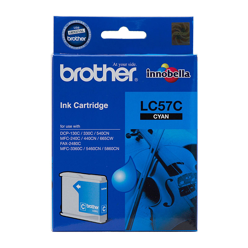 V177-D-B57C_uc__56555_1 Brother LC-57C Cyan Ink Cartridge- FAX-2480C, DCP-130C/330C/540CN/350C, MFC-240C/440CN/3360C/5460CN/5860CN/665CW/465CN/685CW/885CW- up to 400 pages - Image 1