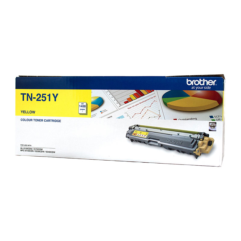 V177-D-BN251Y_uc__16249_1 Brother TN-251Y Colour Laser Toner - Yellow, HL-3150CDN/3170CDW/MFC-9140CDN/9330CDW/9335CDW/9340CDW /DCP-9015CDW1,400 Pages - Image 1