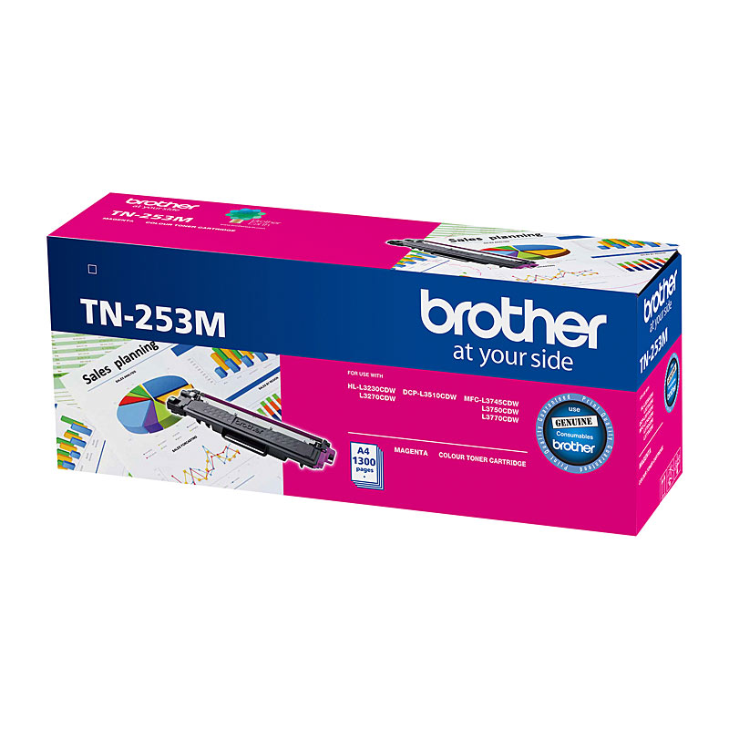 V177-D-BN253M_uc__80632_1 Brother TN-253M Magenta Toner Cartridge to Suit - HL-3230CDW/3270CDW/DCP-L3015CDW/MFC-L3745CDW/L3750CDW/L3770CDW 1,300 Pages - Image 1