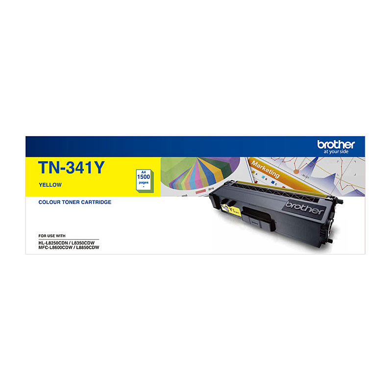 V177-D-BN341Y_uc__49005_1 BROTHER TN-341Y Colour Laser Toner - Standard Yellow HL-L8250CDN/8350CDW MFC-L8600CDW/L8850CDW - 1500 Pages - Image 1