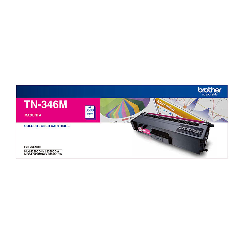 V177-D-BN346M_uc__27907_1 BROTHER TN-346M Colour Laser Toner- High Yield Magenta- HL-L8250CDN/8350CDW MFC-L8600CDW/L8850CDW - 3500 Pages - Image 1