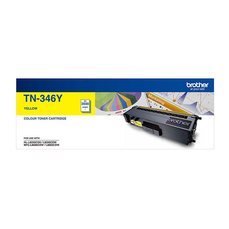 V177-D-BN346Y_uc__06684_1 Brother TN-346Y Colour Laser Toner - High Yield Yellow - HL-L8250CDN/8350CDW MFC-L8600CDW/L8850CDW - 3500 Pages - Image 1