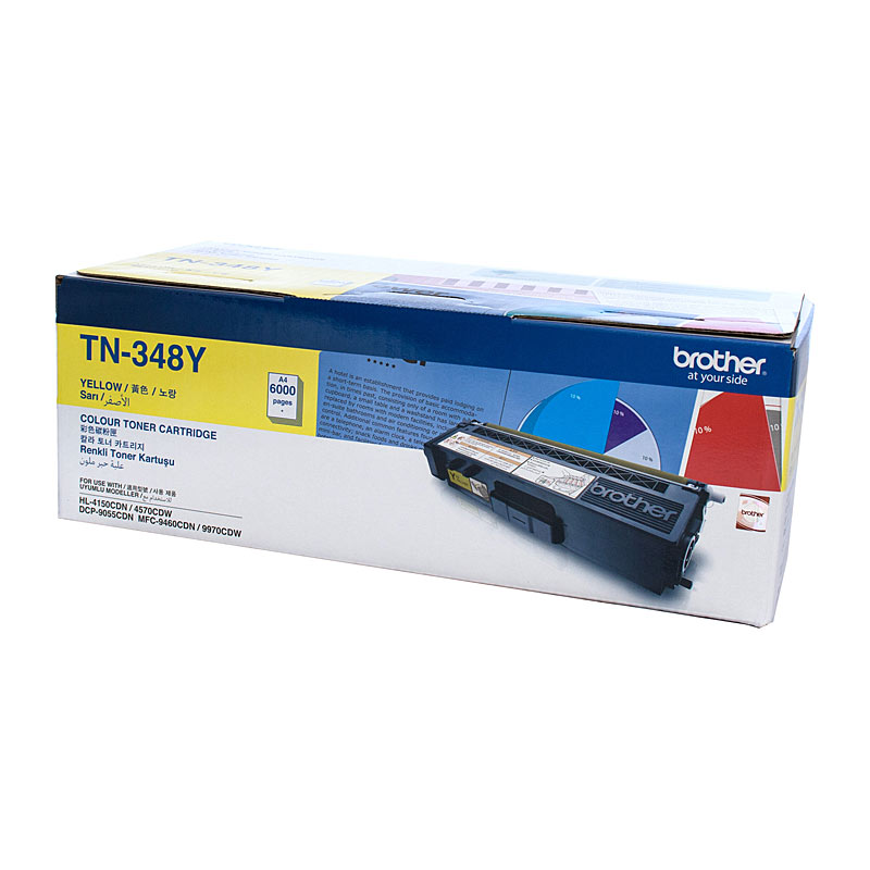 V177-D-BN348Y_uc__37339_1 Brother TN-348Y Colour Laser Toner - Super High Yield Yellow- HL-4150CDN/4570CDW, DCP-9055CDN, MFC-9460CDN/9970CDW - 6000 pages - Image 1