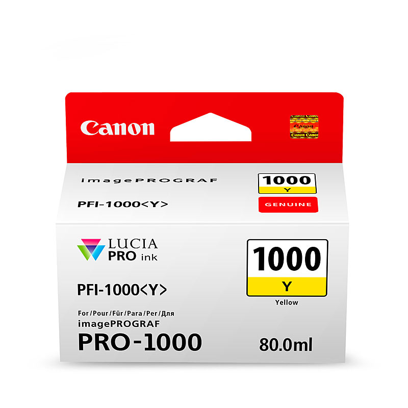 V177-D-CI1000Y_uc__97399_1 CANON PFI1000 Yellow Ink Cartridge - Image 1