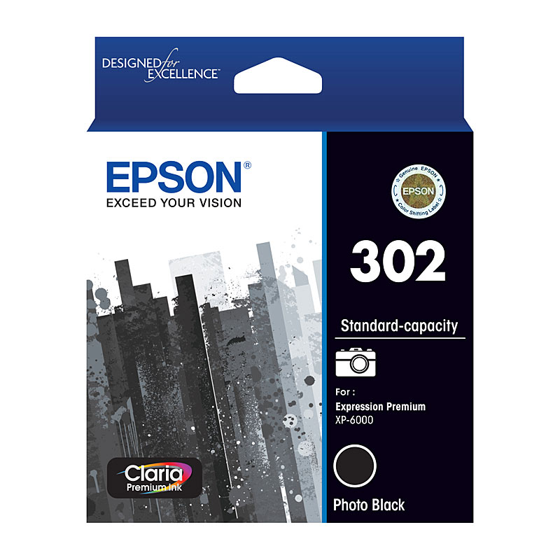 V177-D-E302PB_uc__13573_1 EPSON 302 Photo Black Ink Cartridge - Image 1