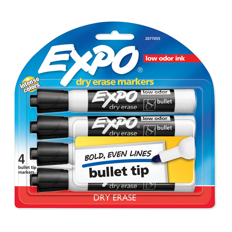 V177-D-EXP2077055_uc__04309_1 EXPO White Board Marker Blt Black Pack of 4 in Box of 6 - Image 1