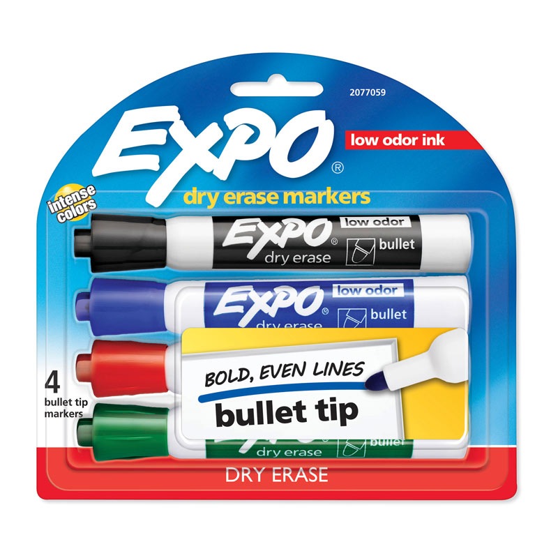 V177-D-EXP2077059-34855-00 EXPO White Board Marker Bullet Tip Ast Pack of 4 in Box of 6 - Image 1