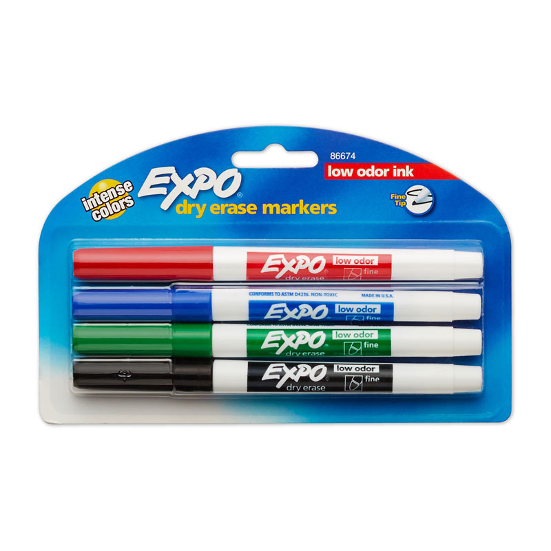 V177-D-EXP86674K-34845-00 EXPO White Board Marker Fne Assorted Pack 4 Box of 6 - Image 1