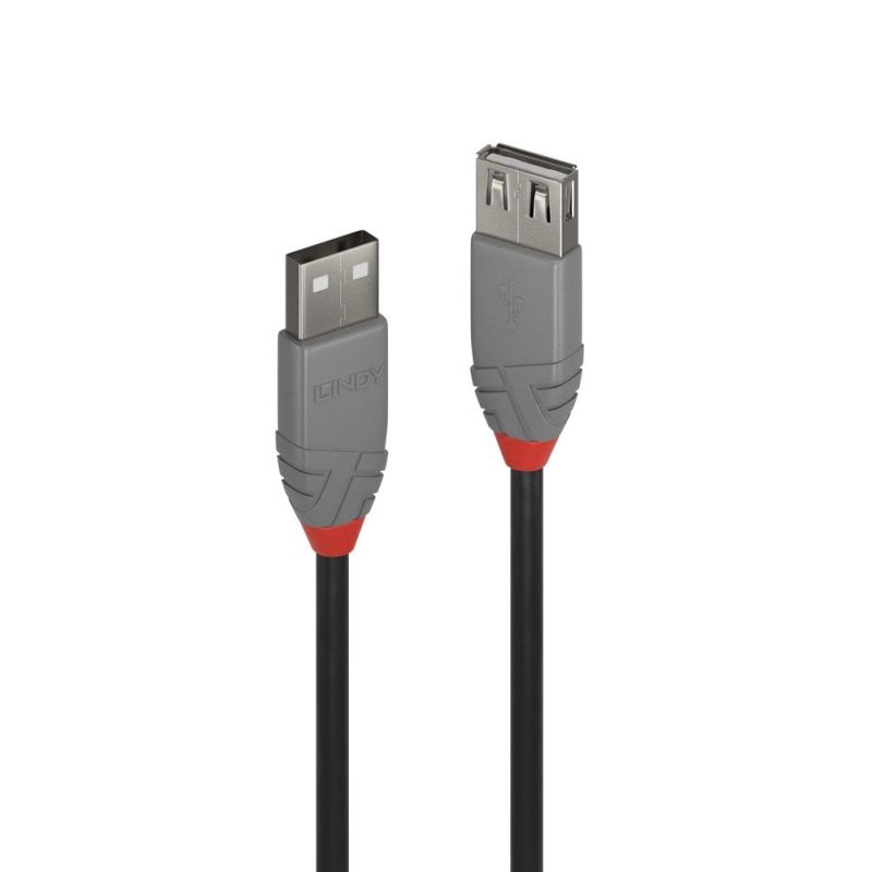 V177-D-LIN36703_uc__59889_1 LINDY 2m USB2 A Ext Cable Anthra Line G - Image 1