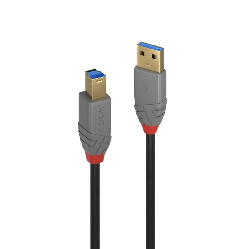 V177-D-LIN36742-uc__41863-00 LINDY 2m USB3 A-B Cable Anthra Line - Image 1