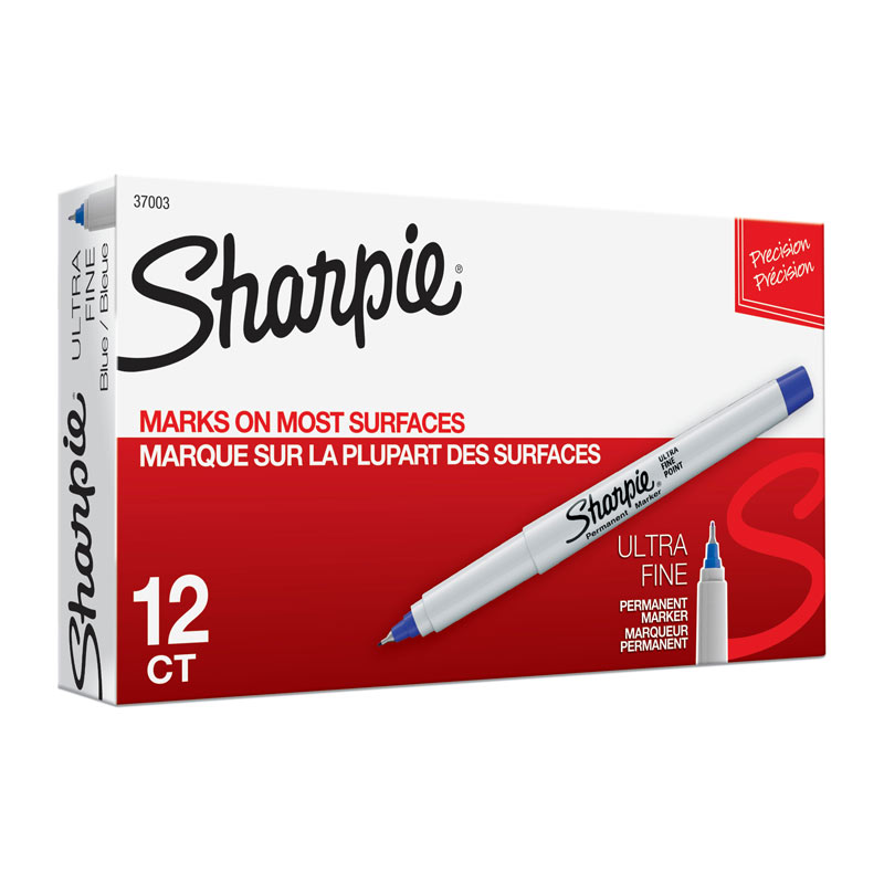 V177-D-SH37003-34184-00 SHARPIE Ultra Fine Point Permanent Marker Blu Box of 12 - Image 1