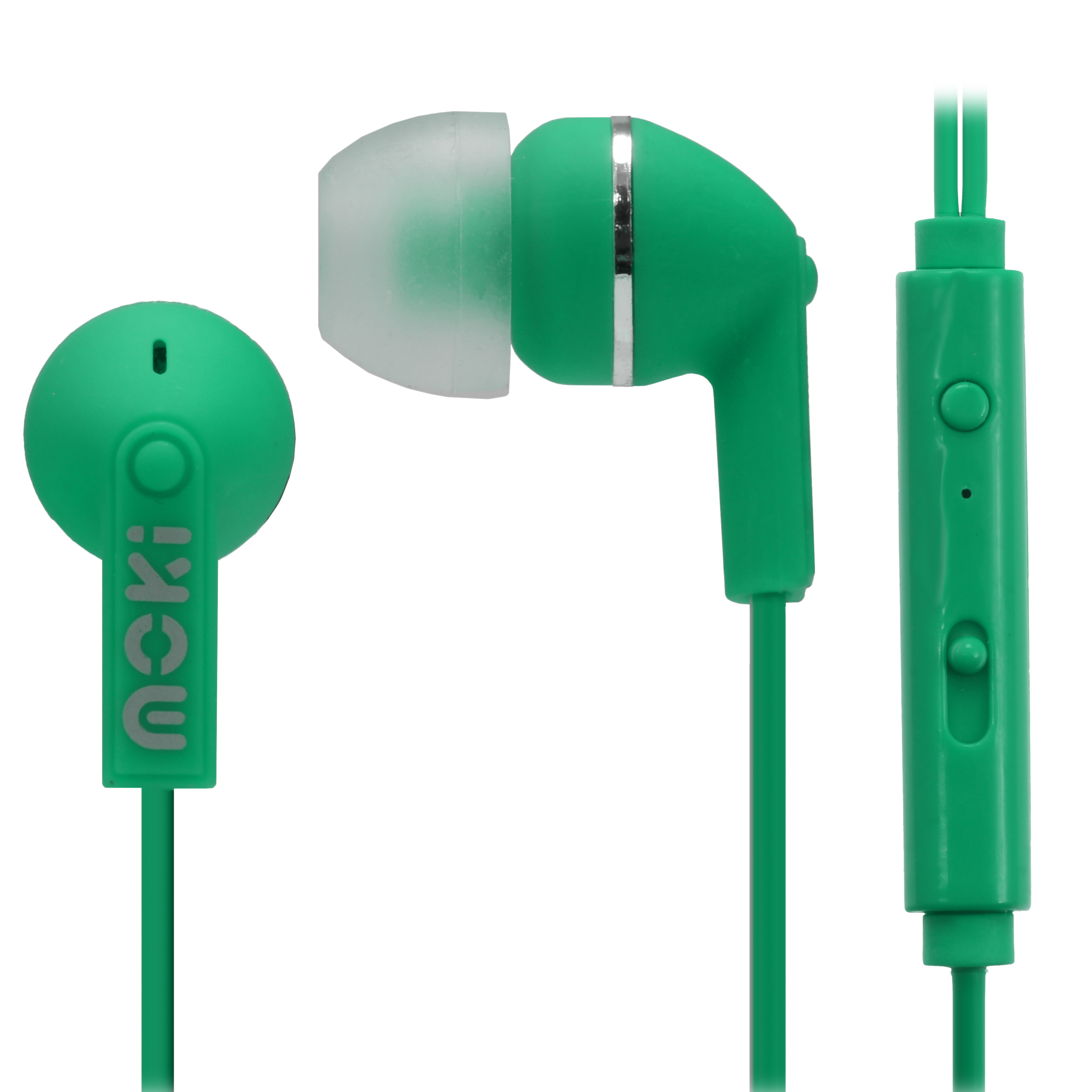 V177-HCBMG-ACC-HCBMG-00__63853-00 MOKI Noise Isolation + Mic Earbuds - Green - Image 1