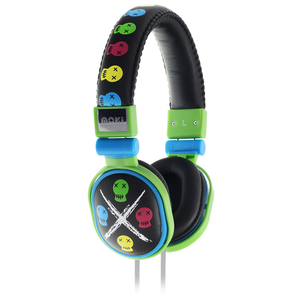 V177-HPPOS1-71170-00 Moki Popper - Skull Black soft cushioned premium DJ Style headphone - Image 1