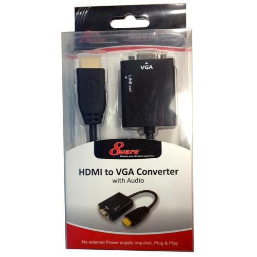 V177-L-CB8W-CVT-HDMIVGA-CB8W-CVT-HDMIVGA__84511-00 8WARE HDMI 19-pin to VGA 15-pin Male to Female Converter without Power Adapter plus 3.5mm Stereo Audio Out - Image 1