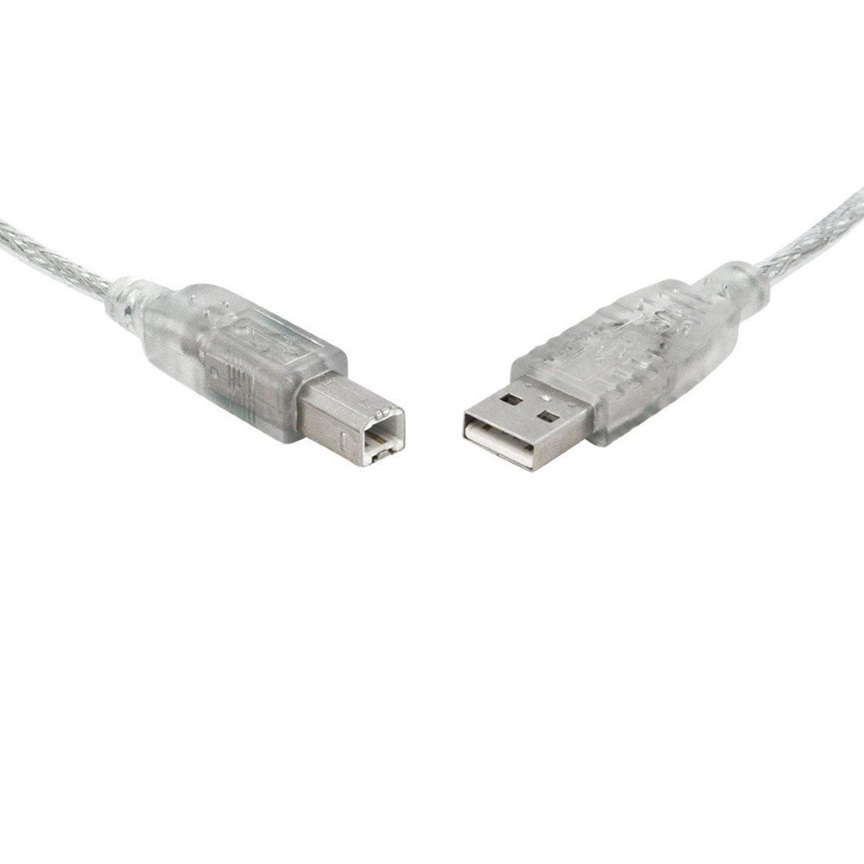 V177-L-CB8W-UC-2002AB-CB8W-UC-2002AB__19397-00 8WARE Printer Cable USB 2.0 Cable 2m A to B Transparent Metal Sheath UL Approved - Image 1